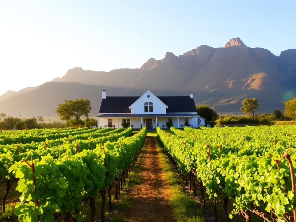 Cape Dutch wine estate surrounded by vineyards